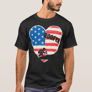 T-shirt Support Your Local Roofer USA American Flag Patrio