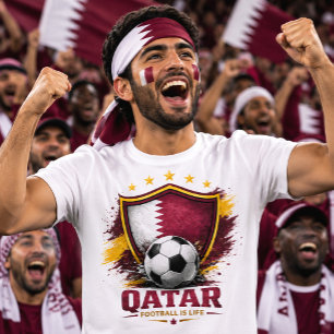 T-shirt Supporter de football qatari Coupe du Monde de Foo