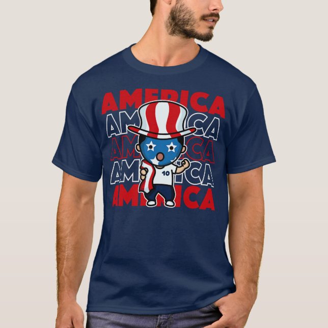 T-shirt Supporteur Américain Mignon Kawaii US (Devant)