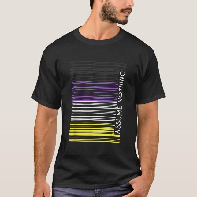 T-shirt Supposons Rien Drapeau Non-binaire Code Barre Enby (Devant)