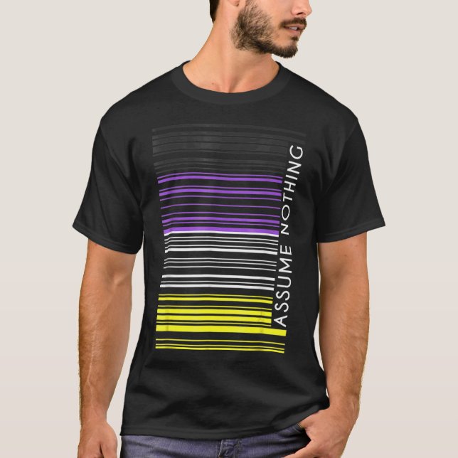 T-shirt Supposons Rien Drapeau Non-binaire Code Barre Enby (Devant)