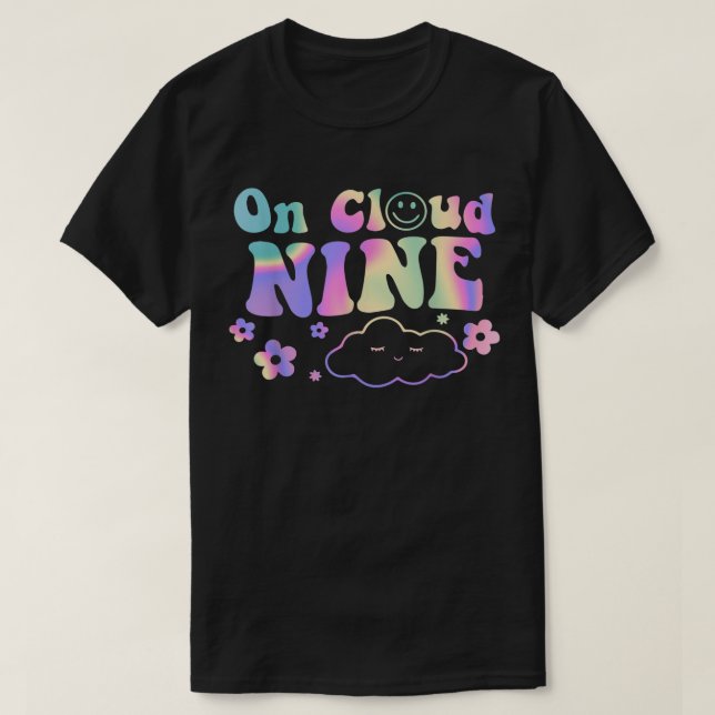 T-shirt Sur Cloud Neuf Fleur Joyeux 9e anniversaire 9 ans  (Design devant)