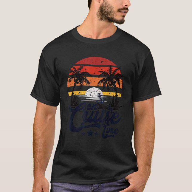 T-shirt Sur Croisière Arbre à Cocotiers Graphisme Vacatio  (Devant)