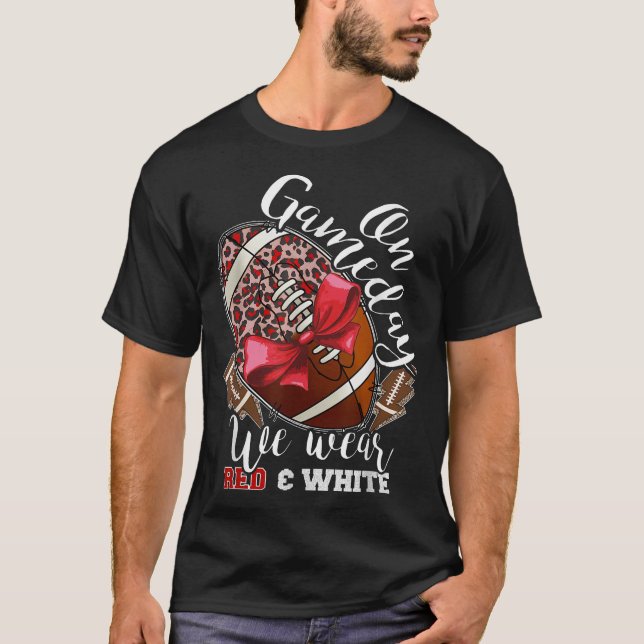T-shirt Sur Gameday Football Nous Portons L'École Rouge Et (Devant)