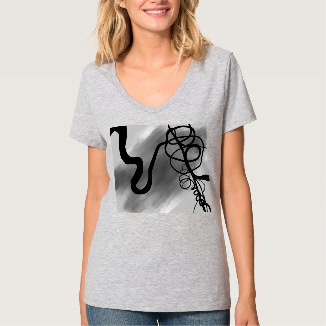 T-shirt Sur la grille : gris Abstrait, noir et blanc (Devant)