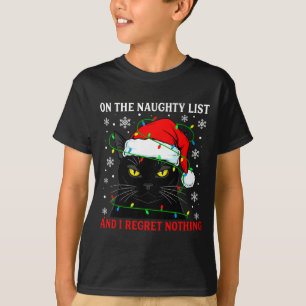 T-shirt Sur la liste vilain et ne regrette rien Noël Chat