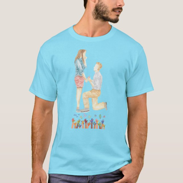 T-shirt sur la proposition de mariage romantique - (Devant)