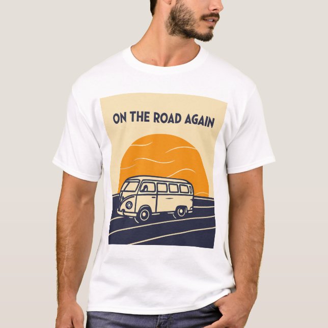 T-shirt Sur la route de nouveau Bus Sunset les années 70 (Devant)