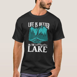 T-shirt Sur Le Lac Voyage D'Été Retro Bateau Pêche 1