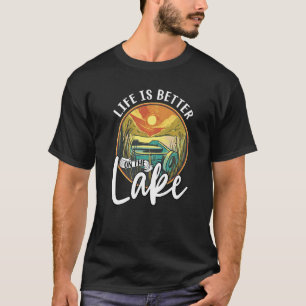 T-shirt Sur Le Lac Voyage D'Été Retro Bateau Pêche 2
