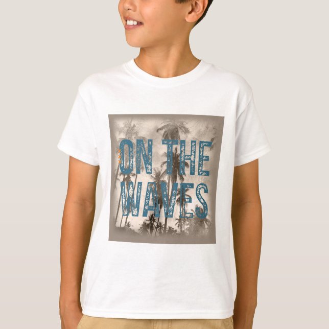 T-shirt Sur les vagues - Grunge Beach Typographie Surf Des (Devant)