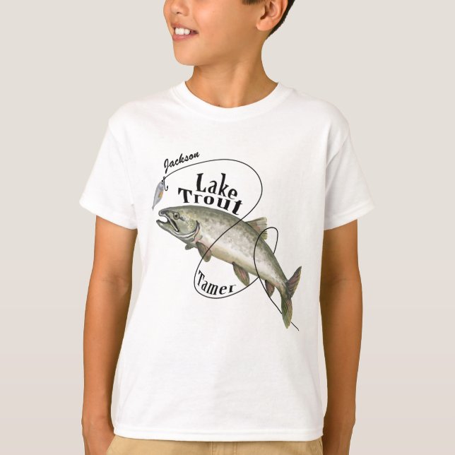 T-shirt sur mesure du Lake Trout Tamer Boy. (Devant)