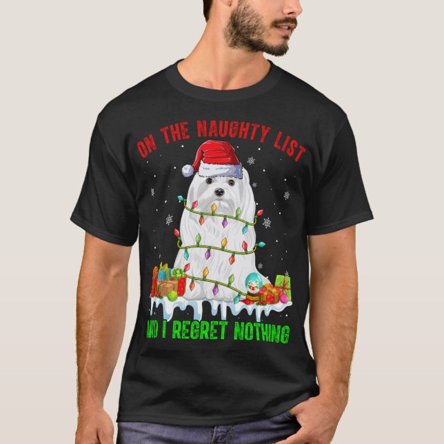 T-shirt Sur Naughty List Et Je Regrette Rien De Xmas Malta (Devant)