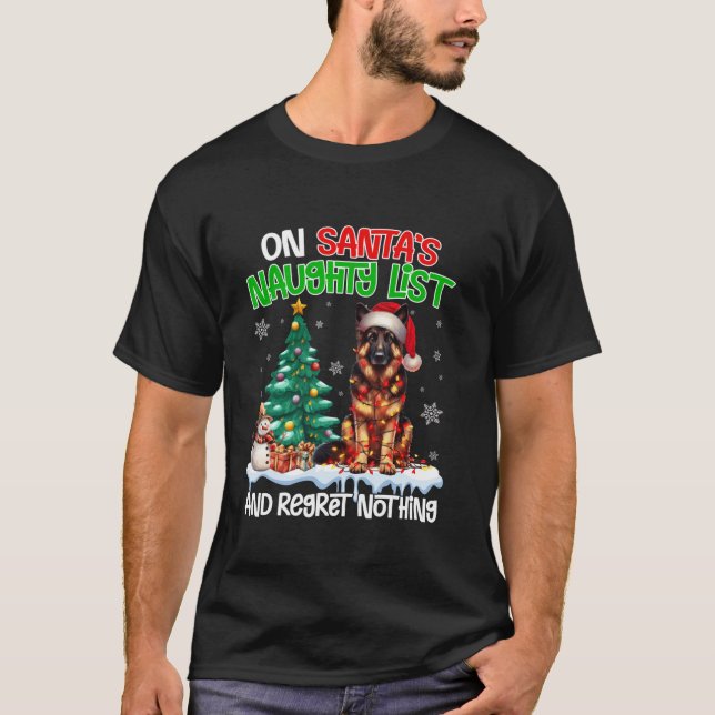 T-shirt Sur Père Noël's Xmas Naughty List Regret Nothing G (Devant)