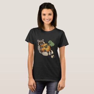 T-shirt Sur un Roll Raccoon Citrouille Automne