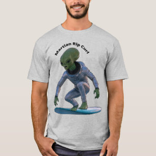 T-shirt Surboard Surf Space Martian Riding a Wave URM