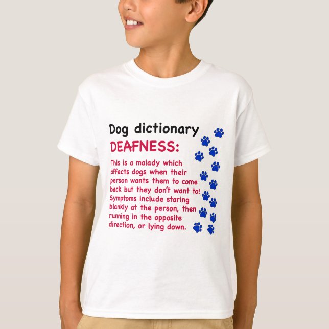 T-shirt Surdité - dictionnaire pour chiens (Devant)