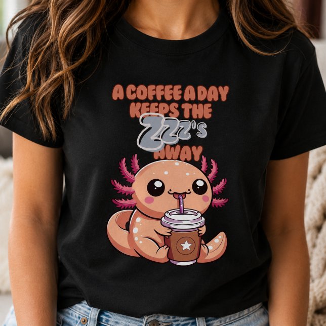 T-shirt Surdose de cuteness : bébé axolotl sirotant du caf (Créateur téléchargé)