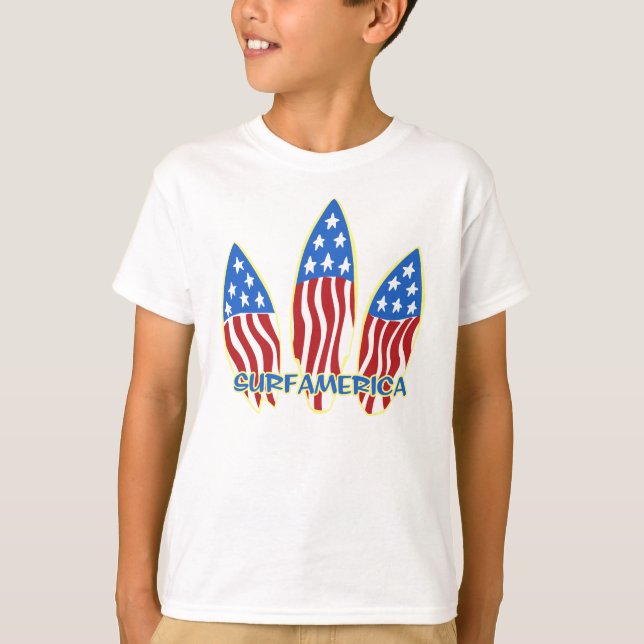 T-shirt Surf America Surboard drapeau patriotique (Devant)