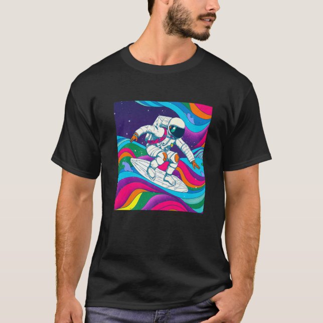 T-shirt Surf Astronaut Hang 10 Galaxy internat Surfer U (Devant)