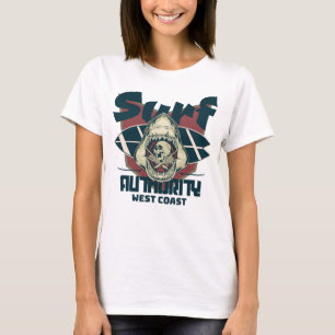 T-shirt Surf Autorité requin crâne badge surf