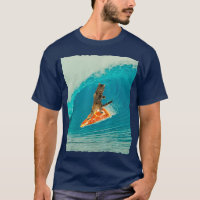 Surf Cat Kitty Riding a Wave with Pizza Surf Boa
