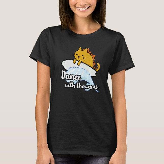 T-shirt Surf catzilla surfer Danse avec les vagues (Devant)