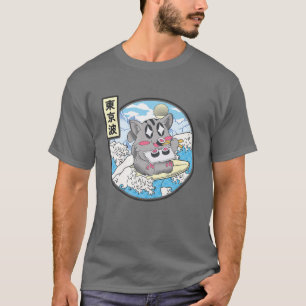 T-shirt Surf Chat Manger Sushi Japonais Wave Kawaii Aest