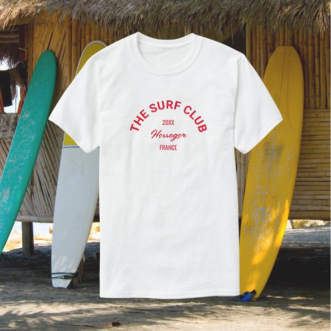 T-shirt Surf Club Custom Red Crest Surfers Blanc (Créateur téléchargé)