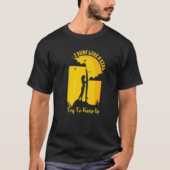 T-shirt Surf Comme Une Fille Surfer Pour Femmes Retro Surf (Devant)