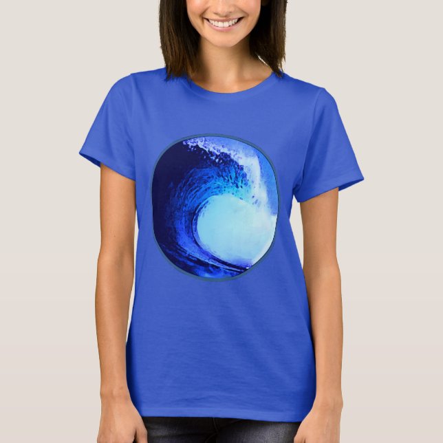 T-shirt surf cool bleu vague (Devant)