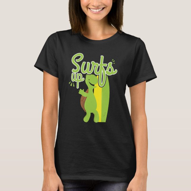 T-shirt Surf Cool Turtle Surfant Océan Nature (Devant)