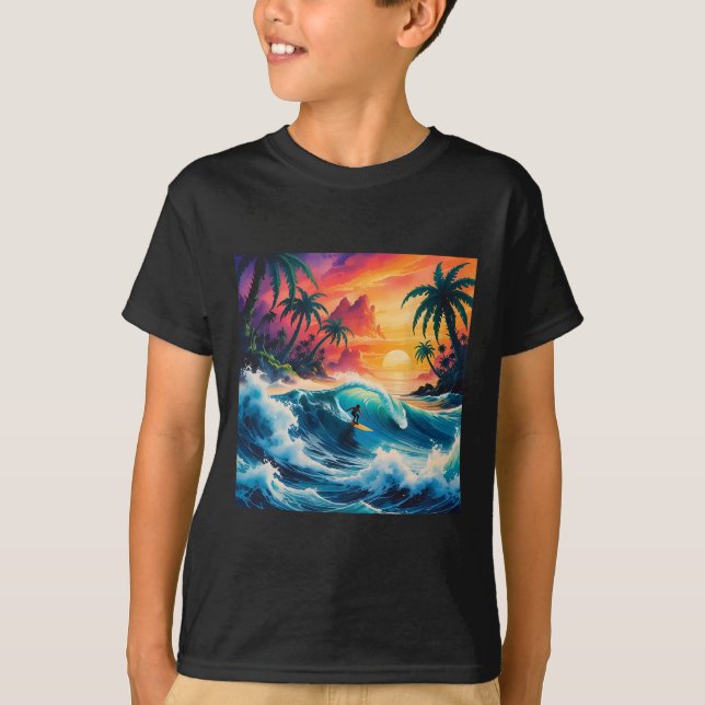 T-shirt Surf dans un paradis tropical  (Devant)