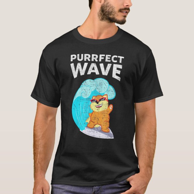 T-shirt Surf de chat Cool de vague Purrfect (Devant)