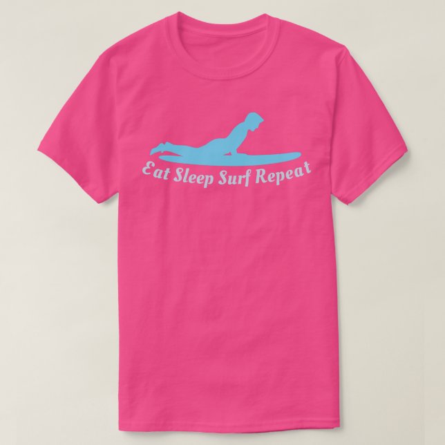 T-shirt Surf de sommeil de manger répéter (Design devant)