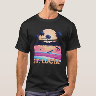 T-shirt Surf de souvenirs Retro St Lucia Caraïbes