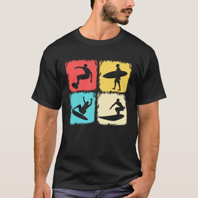 T-shirt Surf de surf Rétro Vague surfer (Devant)
