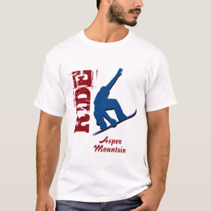 T-shirt Surf des neiges rouge de montagne d'Aspen de tour