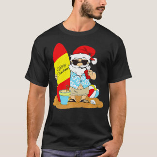 T-shirt Surf d'été plage Père Noël Hawaiian Noël i