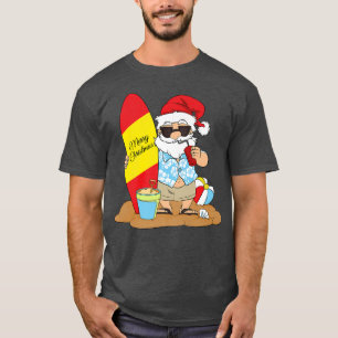 T-shirt Surf d'été plage Père Noël Hawaiian Noël i