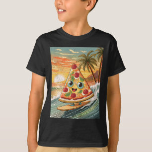 T-shirt Surf d'une tranche de pizza sur une vague dans une
