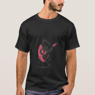 T-shirt Surf Éffrayant pour femmes Flamant rose Skeleton P
