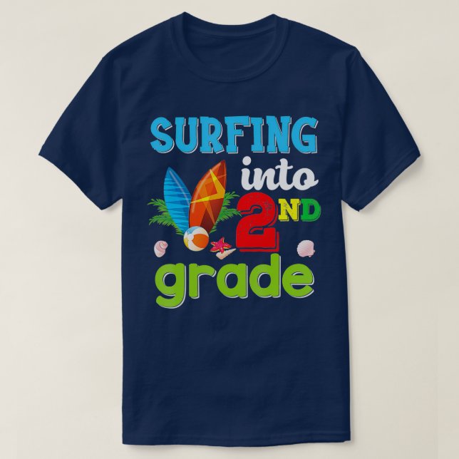 T-shirt Surf En 2e Année Retour À L'École Deuxième Surf (Design devant)