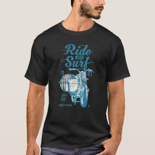 T-shirt Surf Et Ride Surf Board Motorcycle Vintage 1981 D