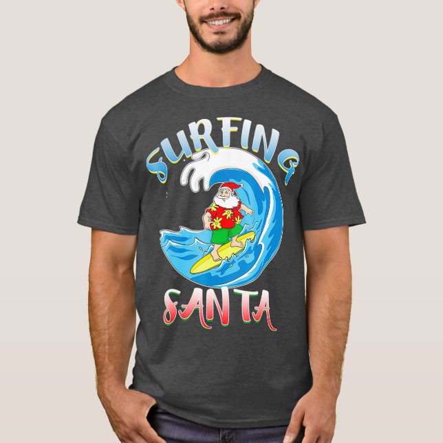 T-shirt Surf Été Père Noël Noël Hawaï Surfer (Devant)
