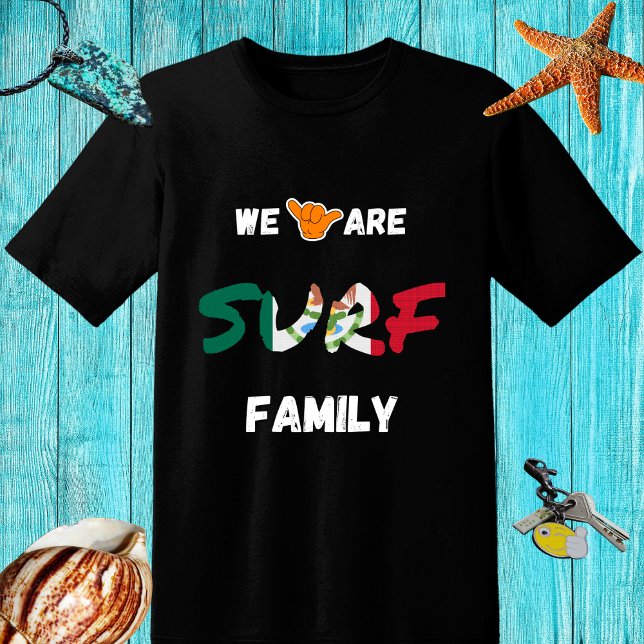 T-shirt Surf famille design avec main shaka et drapeau du  (Créateur téléchargé)