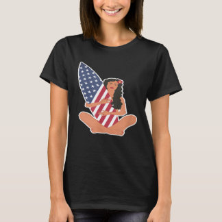 T-shirt Surf Girl USA Drapeau américain Boho
