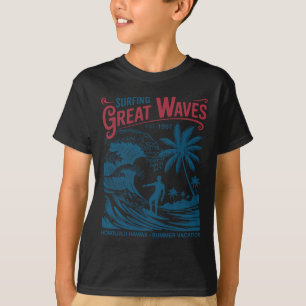 T-shirt Surf grandes vagues Honolulu Hawaï Vacances d'été