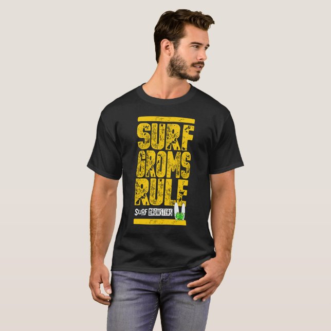 T-shirt Surf Groms, la loi ! ! ! (impression simple jaune) (Devant entier)
