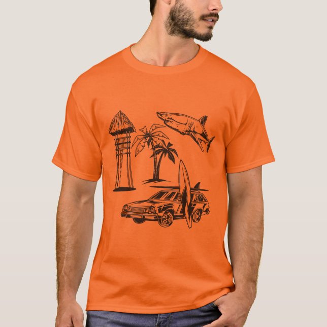 T-shirt Surf Images Conception de Surf Vintage (Devant)